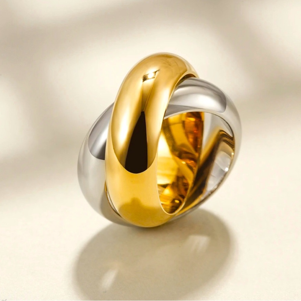 Stainless Steel Gold & Silver Dual Band Ring